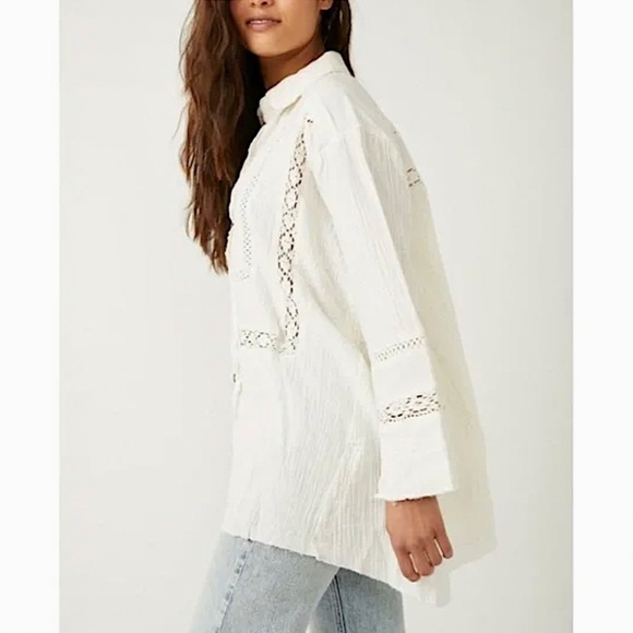 FREE PEOPLE We The Free Ranch Wash Oversized Shirt in Ivory - Picture 5 of 15